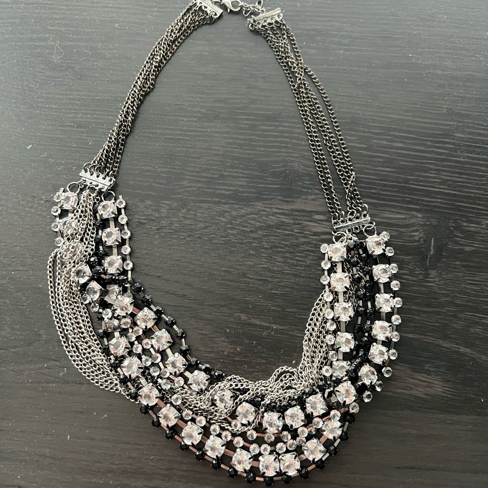 Layered Statement Necklace Mixed Stones/Metals